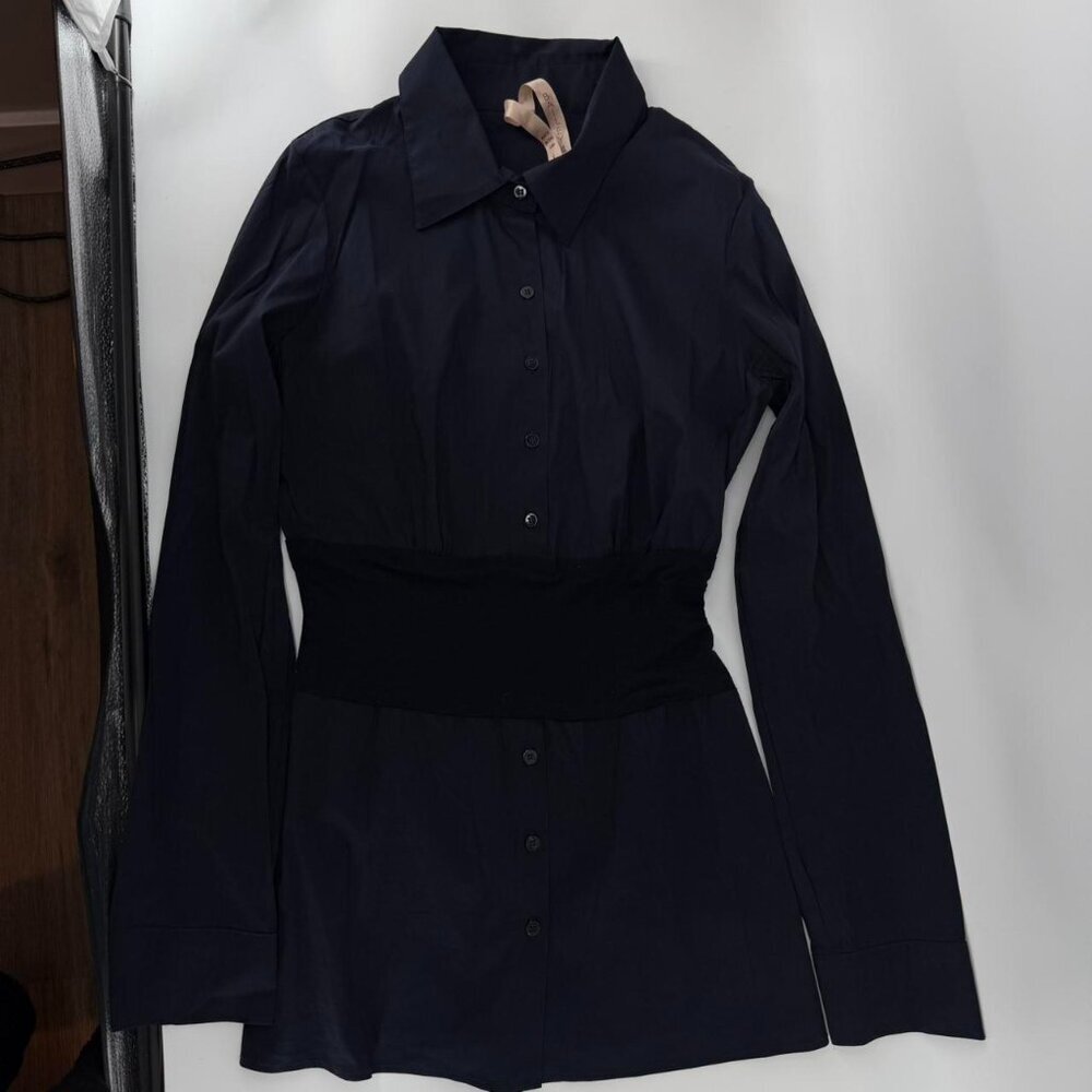 Bailey 44 Women’s Button Down Shirt Top Size S Black Stretch Waist Made in USA